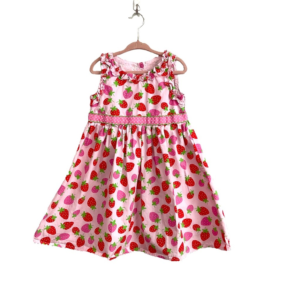 Girls Strawberry Ruffle Dress - Strawberry Patch - Cameo Size 4T EUC